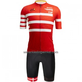 Set Fietsshirt + Korte Koersbroek 2022 Ronde van Frankrijk Kopenhagen Rood Wit